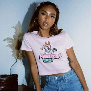 Princess Polly PowerPuff Jump for Joy Cropped Tee Pink